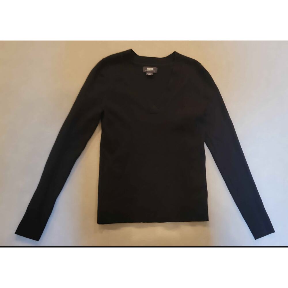 Anthropologie Maeve Black Ribbed V-Neck Cozy Pullover Sweater XS